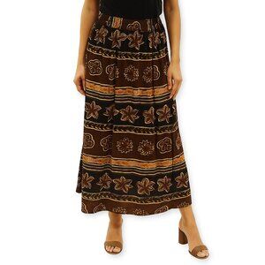 VTG Cappagallo Maxi Skirt Sz 8 Brown Beach  Button Boho Stretch Soft Hippie READ
